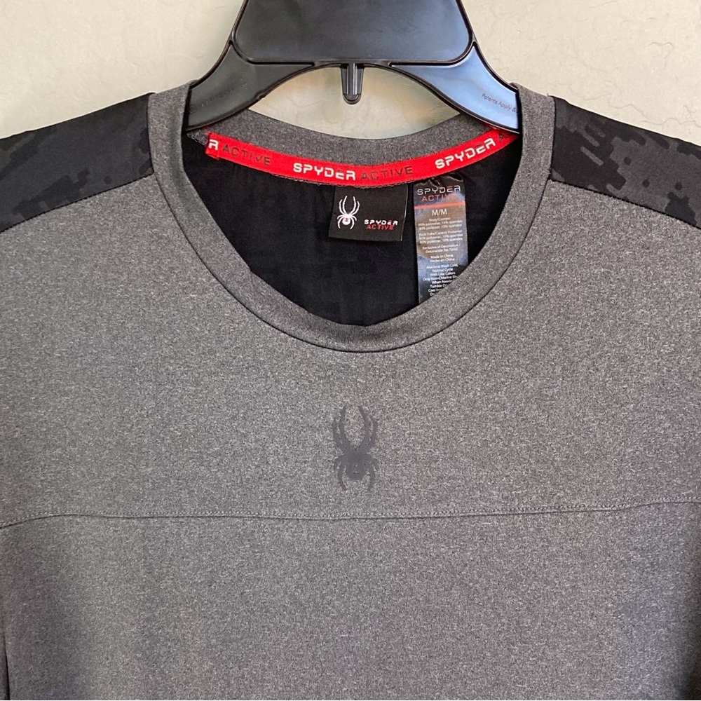 Spyder Men’s Tee Shirt Gray Medium Short Sleeve Crewneck EUC - Picture 6 of 10
